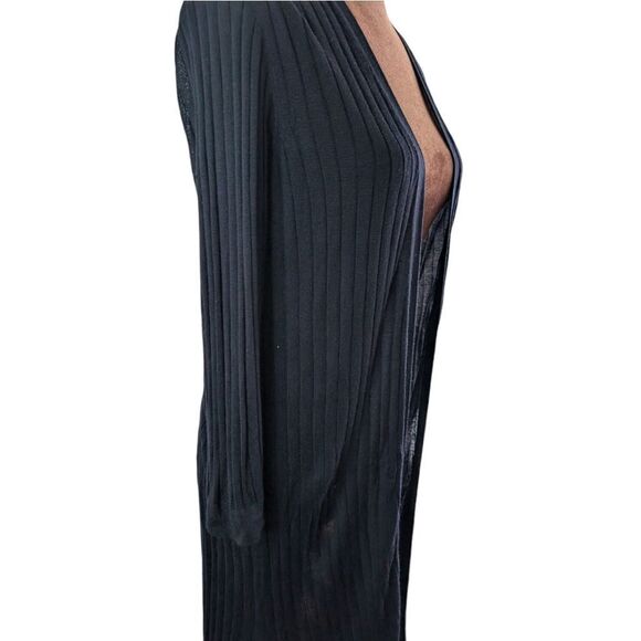 Philosophy navy ribbed long duster cardigan, open front, size L, viscose - Picture 10 of 10